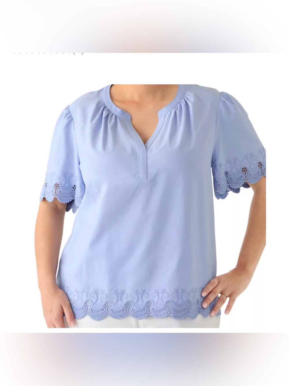 Cupio Women’s Split Neck Blouse in Lavendar Luster| Size: 1X